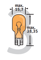 BULB 12V SINGLE   16W T15 ORANGE Image
